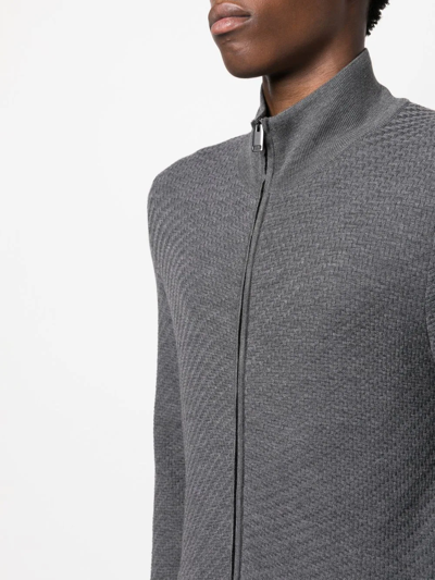 Shop Brioni Front-zip Sweater In Grey