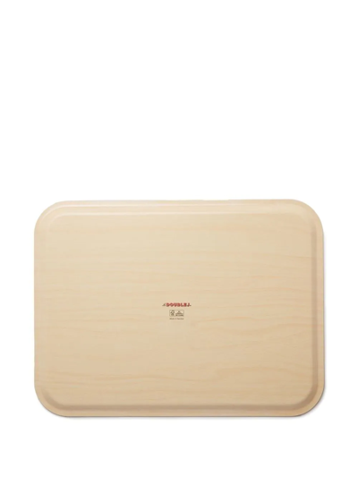 La Doublej Eden Floral-print Wooden Tray In White