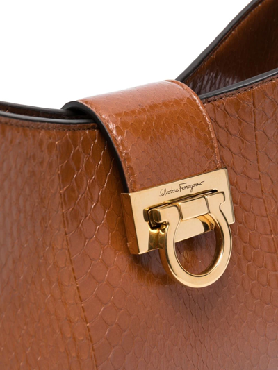Shop Ferragamo Trifolio Shoulder Bag In Brown