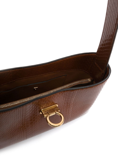 Shop Ferragamo Trifolio Shoulder Bag In Brown