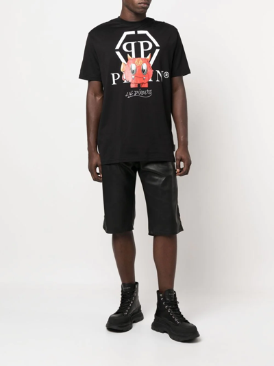 Philipp Plein Monster Logo Graphic T-shirt In Black