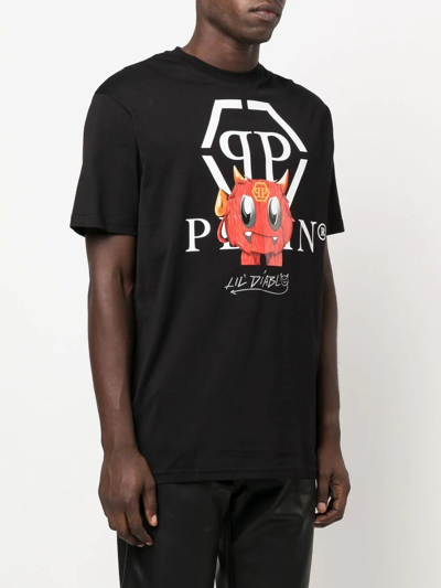 Philipp Plein Monster Logo Graphic T-shirt In Black