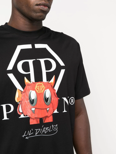 Philipp Plein Monster Logo Graphic T-shirt In Black