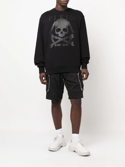 Shop Philipp Plein Skull Bones Crew Neck Sweatshirt In Black