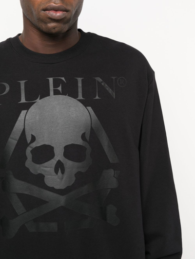 Shop Philipp Plein Skull Bones Crew Neck Sweatshirt In Black