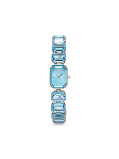 Shop Swarovski Octagon Cut Quartz Watch In Blue