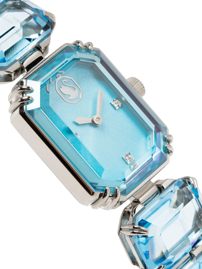 Swarovski Octagon Cut Quartz Watch In Blue
