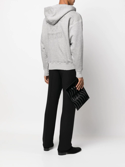 Saint Laurent Ysl Universite Distressed Grey Hoodie In Grey