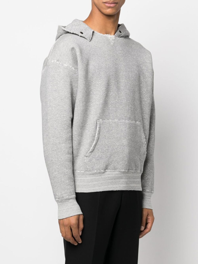 Saint Laurent Ysl Universite Distressed Grey Hoodie In Grey