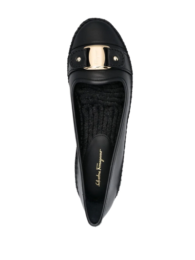 Ferragamo Vara Buckle-detail Espadrilles In Black