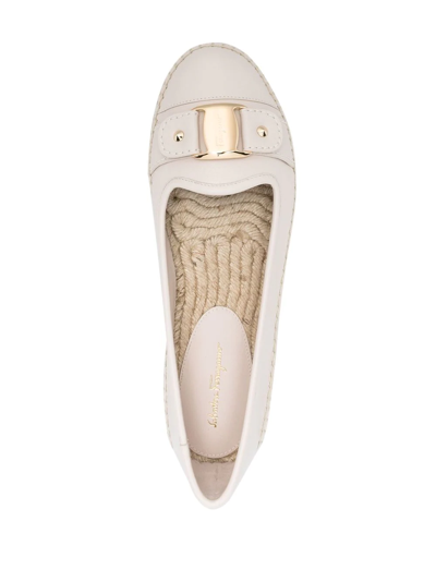 Ferragamo Vara Buckle-detail Espadrilles In Neutrals