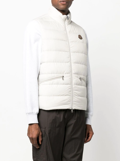 Shop Moncler Logo-patch Padded Gilet In Neutrals