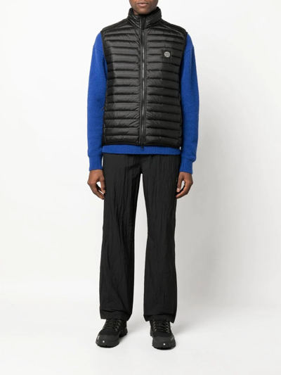 Shop Stone Island Compass-patch Feather-down Gilet In Black