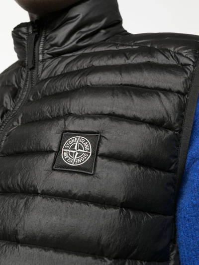 Shop Stone Island Compass-patch Feather-down Gilet In Black