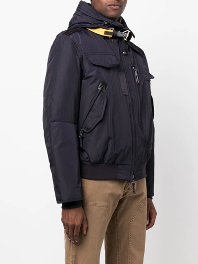 Shop Parajumpers Hooded Multi-pocket Bomber Jacket In Blue