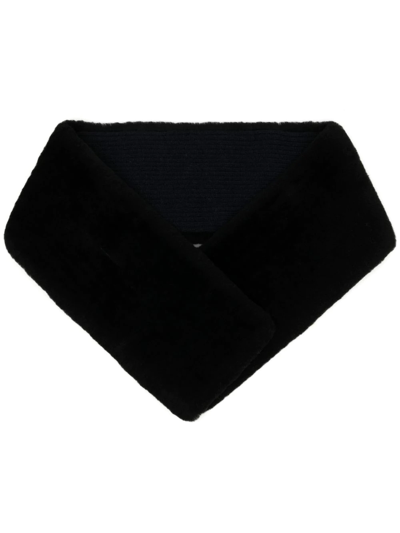 Shop N•peal Shearling-trim Cashmere Scarf In Black