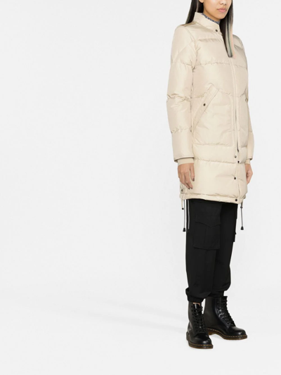 Shop Parajumpers Zip-up Hooded Puffer Coat In Neutrals