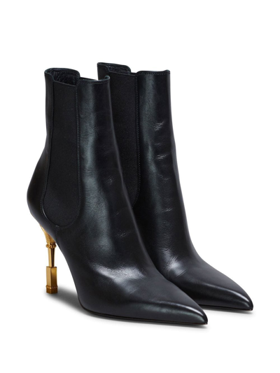 Shop Balmain Moneta 95mm Leather Ankle Boots In Black