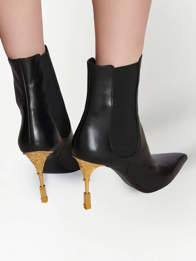 Shop Balmain Moneta 95mm Leather Ankle Boots In Black
