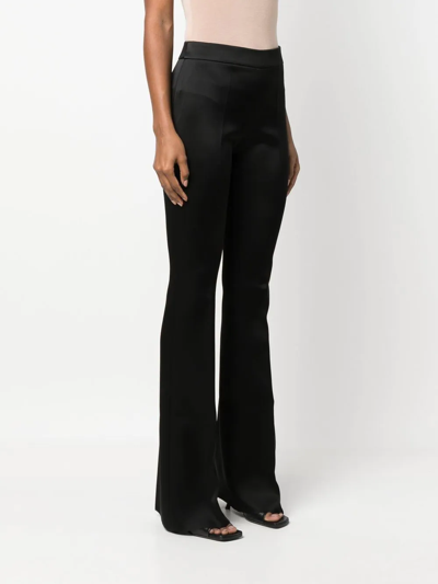 Givenchy Pressed-crease Mid-rise Flared Satin Trousers In Black
