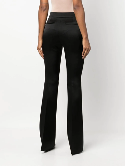 Givenchy Pressed-crease Mid-rise Flared Satin Trousers In Black