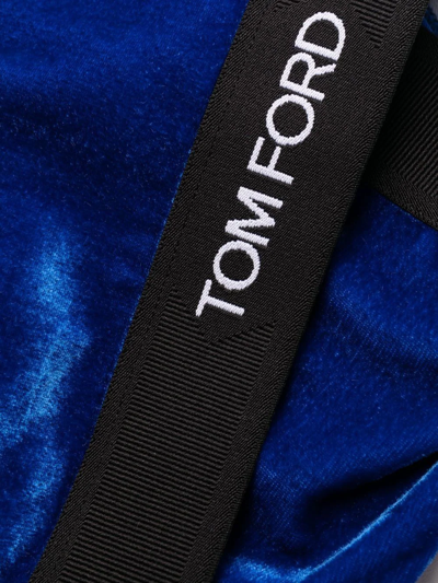 Shop Tom Ford Logo-band Low-back Bra In Blue