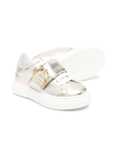 Shop Dsquared2 Logo-plaque Touch-strap Sneakers In Gold