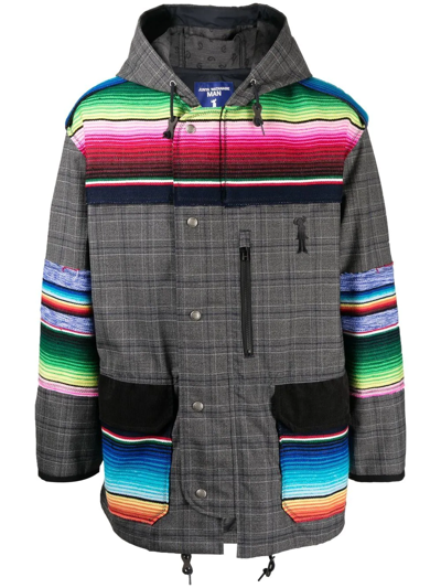 Shop Junya Watanabe Striped Check Jacket In Multicolour