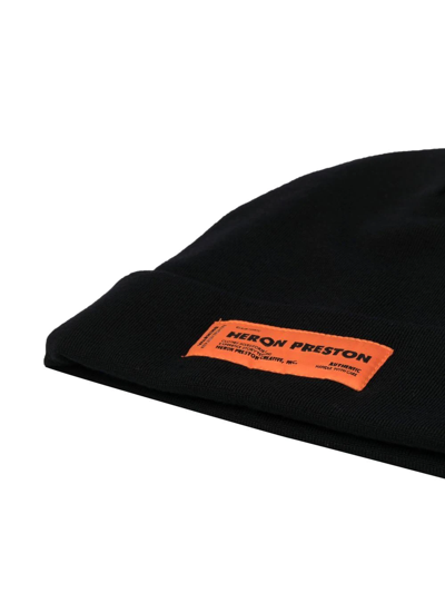Shop Heron Preston Logo-patch Beanie In Black
