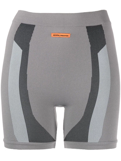 Shop Heron Preston 3d Ribbing Shorts In Grey