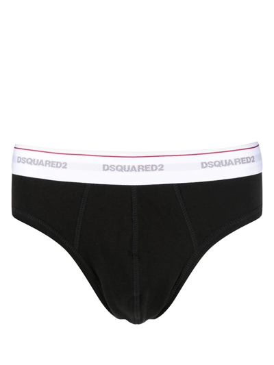 Shop Dsquared2 Three-pack Logo-waistband Briefs In Black