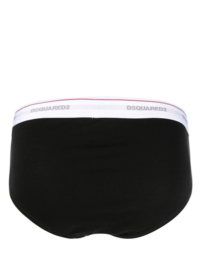 Shop Dsquared2 Three-pack Logo-waistband Briefs In Black