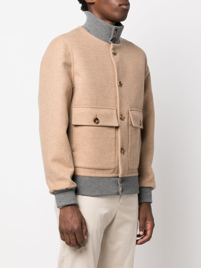 Shop Brunello Cucinelli Two-tone Cashmere Jacket In Neutrals