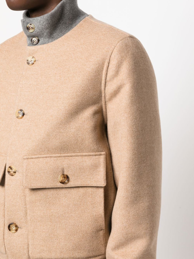 Shop Brunello Cucinelli Two-tone Cashmere Jacket In Neutrals