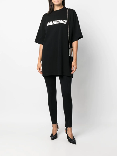 Shop Balenciaga Logo-print Cotton T-shirt In Black