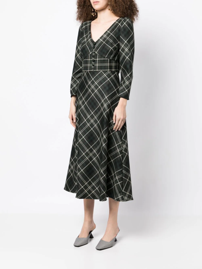JANE OBERON CHECKED MIDI DRESS 