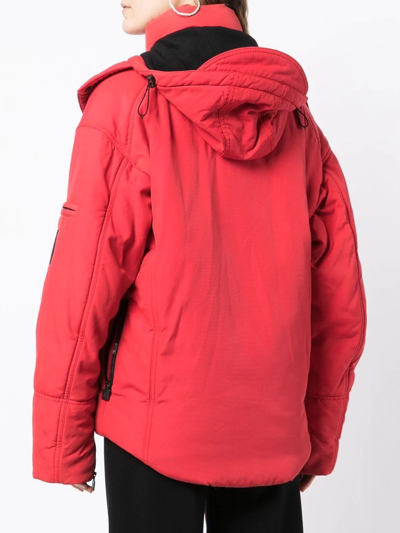 Pre-owned Chanel 2003 Sports Line Hooded Jacket In Red