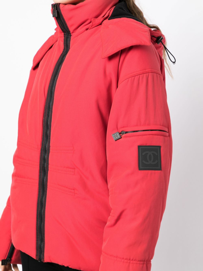 Pre-owned Chanel 2003 Sports Line Hooded Jacket In Red