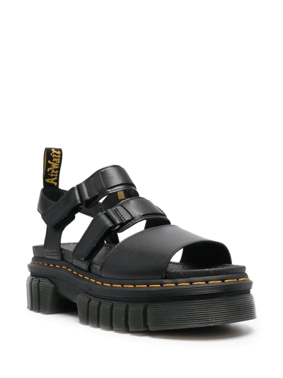 Dr. Martens Ricki Leather 3-strap Platform Sandal In Black