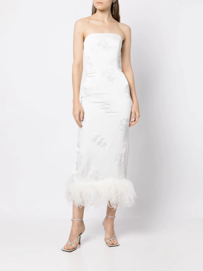 Shop 16arlington Feather-trim Midi Dress In White