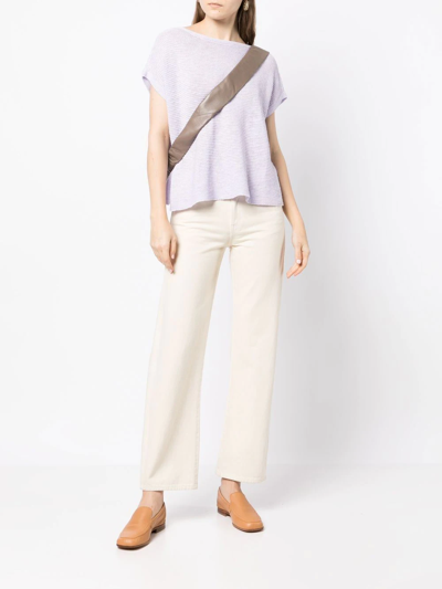 Shop Eileen Fisher Two-tone Knitted Top In Purple