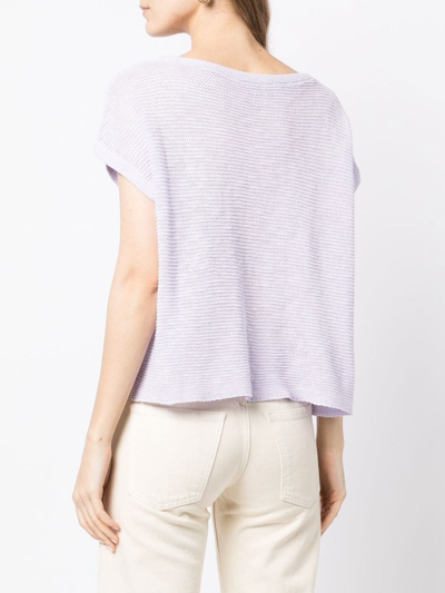 Shop Eileen Fisher Two-tone Knitted Top In Purple