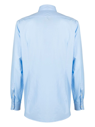 Shop Massimo Alba Spread-collar Long-sleeved Shirt In Blue