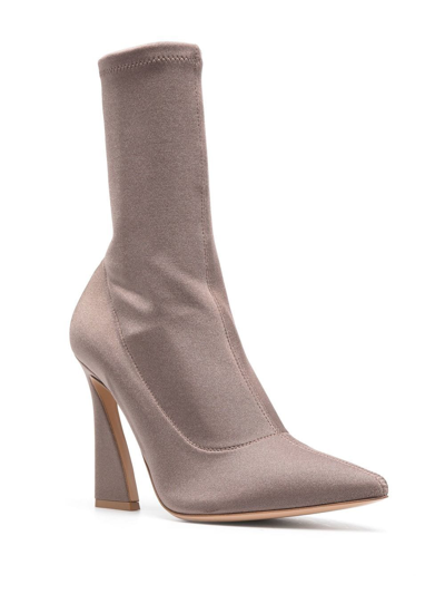 Shop Gianvito Rossi Pull-on Pointed-toe Ankle Boots In Neutrals