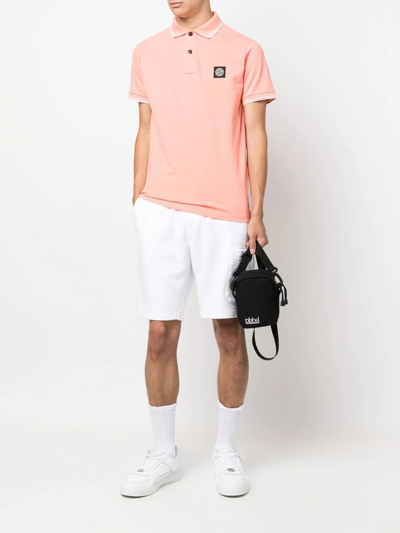 Shop Stone Island Compass-patch Track Shorts In White