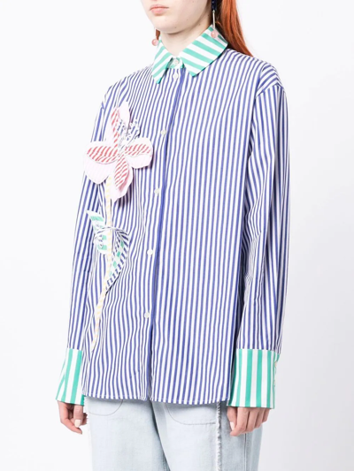Shop Mira Mikati Patch-detail Striped Shirt In Multicolour