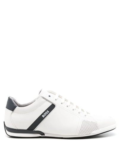 Shop Hugo Boss Saturn Logo-embossed Sneakers In White