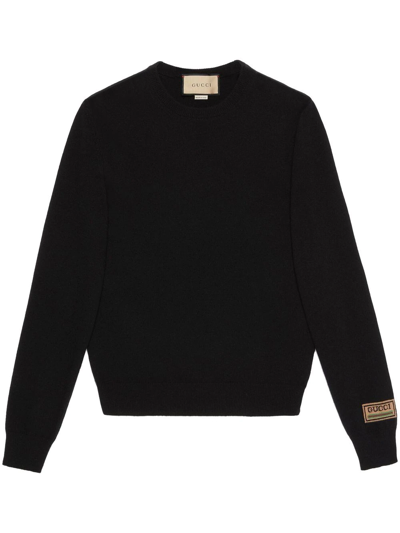 Shop Gucci Logo Patch Cashmere Jumper In Black
