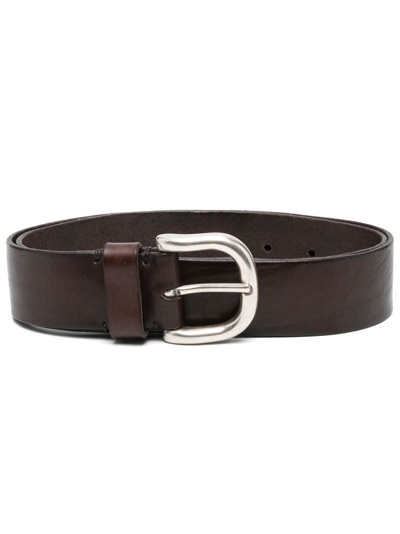 Shop P.a.r.o.s.h Buckle-fastening Leather Belt In Brown