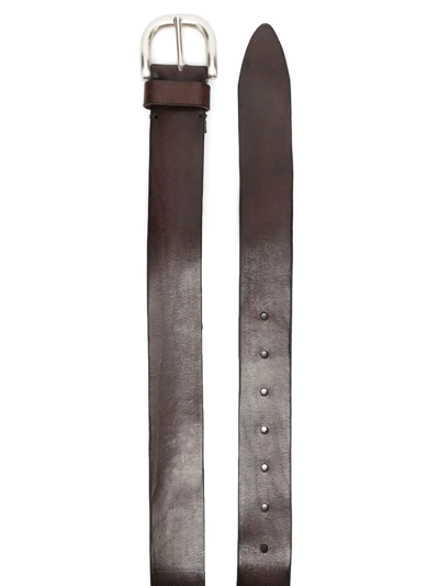 Shop P.a.r.o.s.h Buckle-fastening Leather Belt In Brown
